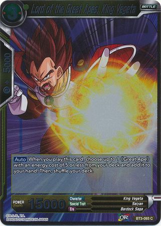 Lord of the Great Apes King Vegeta BT3 093 Foil Common Lord of the Great Apes King Vegeta BT3 093 Foil Common