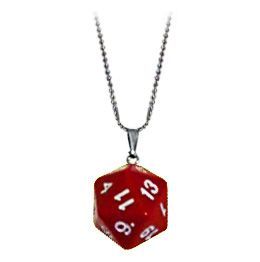 Red d20 Necklace Metallic Dice Games MDG9011 Red d20 Necklace Metallic Dice Games MDG9011