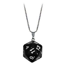Black d20 Necklace Metallic Dice Games MDG9013 Black d20 Necklace Metallic Dice Games MDG9013