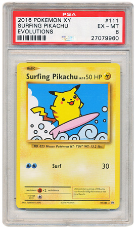 Surfing Pikachu 111108 Psa Ex Mt 6 Rare Evolutions 9960 Collectors Vault Pokemon Collectors Vault
