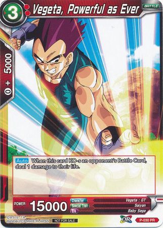 Vegeta Powerful as Ever P 030 PR Non Foil Promo Dragon Ball Super Tournament Promos Vegeta Powerful as Ever P 030 PR Non Foil Promo Dragon Ball Super Tournament Promos