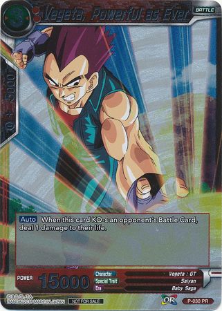 Vegeta Powerful as Ever P 030 PR Foil Promo Dragon Ball Super Tournament Promos Vegeta Powerful as Ever P 030 PR Foil Promo Dragon Ball Super Tournament Promos