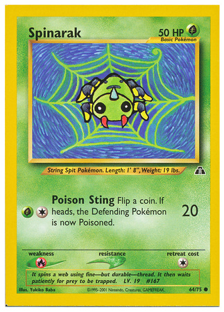 Spinarak 64 75 Common Neo Discovery Square Corners Misprint Pokemon Misprints Spinarak 64 75 Common Neo Discovery Square Corners Misprint Pokemon Misprints