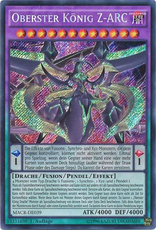 Oberster Konig Z ARC MACR DE039 Secret Rare 1st Edition German Yugioh Cards Oberster Konig Z ARC MACR DE039 Secret Rare 1st Edition German Yugioh Cards