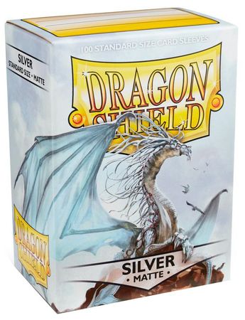 Dragon Shield Matte Silver 100ct Standard Size Sleeves AT 11008 Sleeves Dragon Shield Matte Silver 100ct Standard Size Sleeves AT 11008 Sleeves