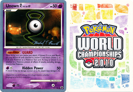 Unown G 57 106 2010 World Championship Card World Championship 2010 Singles Unown G 57 106 2010 World Championship Card World Championship 2010 Singles