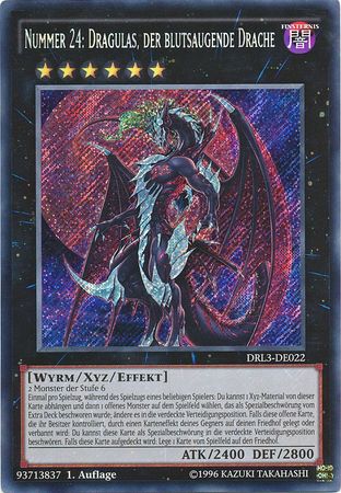 Nummer 24 Dragulas der blutsaugende Drache DRL3 DE022 Secret Rare 1st Edition German Yugioh Cards Nummer 24 Dragulas der blutsaugende Drache DRL3 DE022 Secret Rare 1st Edition German Yugioh Cards