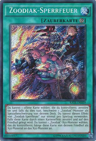 Zoodiak Sperrfeuer RATE DE059 Secret Rare Unlimited German Yugioh Cards Zoodiak Sperrfeuer RATE DE059 Secret Rare Unlimited German Yugioh Cards