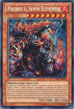 Pirorex el Senor Elemental CBLZ SP040 Secret Rare Unlimited Spanish Yugioh Cards Pirorex el Senor Elemental CBLZ SP040 Secret Rare Unlimited Spanish Yugioh Cards