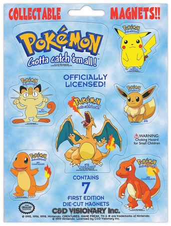 Pokemon 1999 Set of 7 Collectable Magnets Pokemon 1999 Set of 7 Collectable Magnets