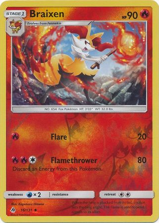 Braixen 16 131 Uncommon Reverse Holo Sun Moon Forbidden Light Reverse Holo Singles Braixen 16 131 Uncommon Reverse Holo Sun Moon Forbidden Light Reverse Holo Singles