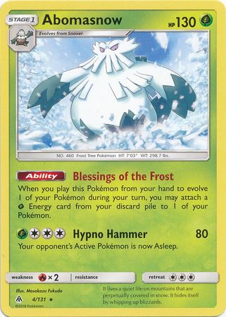 Abomasnow 4 131 Rare Sun Moon Forbidden Light Singles Abomasnow 4 131 Rare Sun Moon Forbidden Light Singles