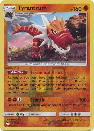Tyrantrum 69 131 Holo Rare Reverse Holo Sun Moon Forbidden Light Reverse Holo Singles Tyrantrum 69 131 Holo Rare Reverse Holo Sun Moon Forbidden Light Reverse Holo Singles