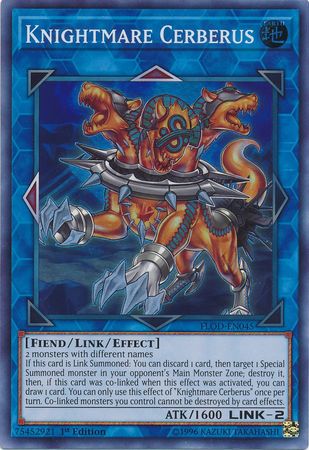 Knightmare Cerberus FLOD EN045 Super Rare 1st Edition Knightmare Cerberus FLOD EN045 Super Rare 1st Edition