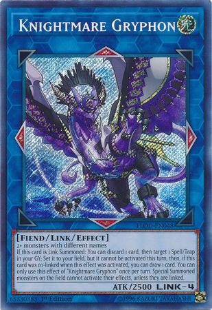Knightmare Gryphon FLOD EN048 Secret Rare 1st Edition Knightmare Gryphon FLOD EN048 Secret Rare 1st Edition