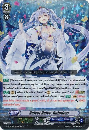 Velvet Voice Raindear G CB07 010EN Triple Rare RRR G Clan Booster 7 Divas Festa Singles Velvet Voice Raindear G CB07 010EN Triple Rare RRR G Clan Booster 7 Divas Festa Singles