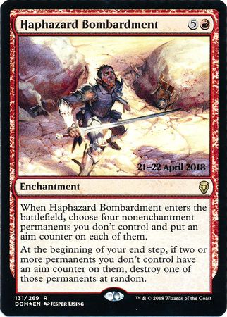 Haphazard Bombardment 131 269 DOM Prerelease Foil Promo Magic The Gathering Promo Cards Haphazard Bombardment 131 269 DOM Prerelease Foil Promo Magic The Gathering Promo Cards