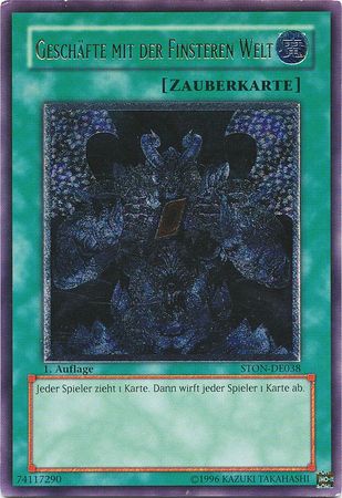 Ultimate Rare Geschafte mit der Finsteren Welt STON DE038 1st Edition German Yugioh Cards Ultimate Rare Geschafte mit der Finsteren Welt STON DE038 1st Edition German Yugioh Cards