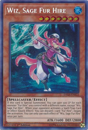 Wiz Sage Fur Hire DASA EN022 Secret Rare 1st Edition Dark Saviors 1st Edition Singles Wiz Sage Fur Hire DASA EN022 Secret Rare 1st Edition Dark Saviors 1st Edition Singles