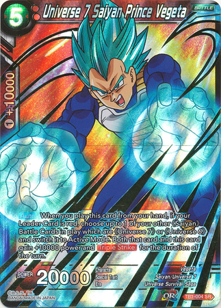 Universe 7 Saiyan Prince Vegeta TB1-004 SR Dragon Ball Super Card Game TCG
