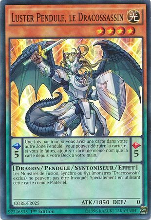 Luster Pendule le Dracossassin CORE FR025 Super Rare 1st Edition French Yugioh Cards Luster Pendule le Dracossassin CORE FR025 Super Rare 1st Edition French Yugioh Cards