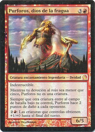 Purforos dios de la fragua Purphoros God of the Forge Theros Foil Spanish Purforos dios de la fragua Purphoros God of the Forge Theros Foil Spanish