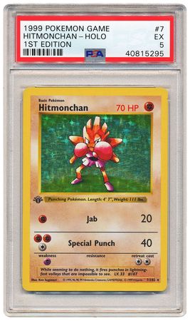Hitmonchan 7 102 PSA EX 5 Holo Rare 1st Edition Base Set 5295 Base Set 1st Edition Singles Hitmonchan 7 102 PSA EX 5 Holo Rare 1st Edition Base Set 5295 Base Set 1st Edition Singles