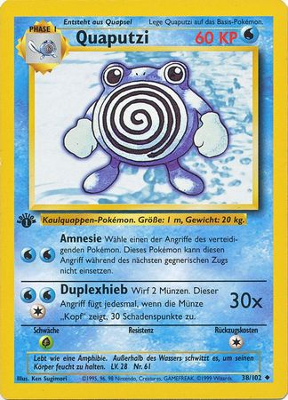 Quaputzi Poliwhirl 38 102 Uncommon 1st Edition Base Set German Other Non English Pokemon Singles Quaputzi Poliwhirl 38 102 Uncommon 1st Edition Base Set German Other Non English Pokemon Singles