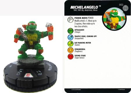 Heroclix TMNT Unplugged Series 4 Michelangelo #002 Common w/ Card Fast Forces 