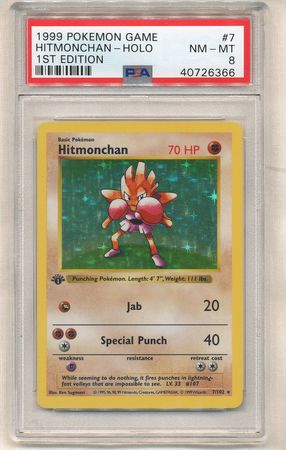 Holo Rare 7//102 Base Set Pokemon Hitmonchan