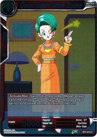 Dependable Mom Bulma BT4 013 Foil Common Dependable Mom Bulma BT4 013 Foil Common