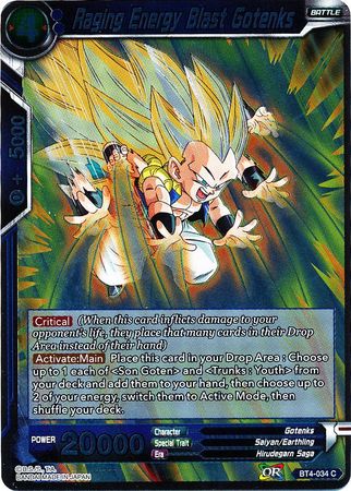 Raging Energy Blast Gotenks BT4 034 Foil Common Colossal Warfare Foil Singles Raging Energy Blast Gotenks BT4 034 Foil Common Colossal Warfare Foil Singles