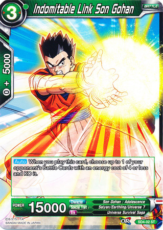 Indomitable Link Son Gohan SD4 02 Starter Rare The Guardian of Namekians Starter Deck Indomitable Link Son Gohan SD4 02 Starter Rare The Guardian of Namekians Starter Deck