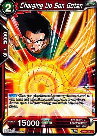 Charging Up Son Goten BT4 008 Common Colossal Warfare Non Foil Singles Charging Up Son Goten BT4 008 Common Colossal Warfare Non Foil Singles