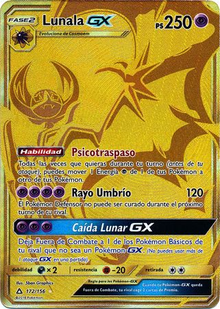Lunala GX PS250 Spanish 172 156 Gold Secret Sun Moon Ultra Prism Other Non English Pokemon Singles Lunala GX PS250 Spanish 172 156 Gold Secret Sun Moon Ultra Prism Other Non English Pokemon Singles