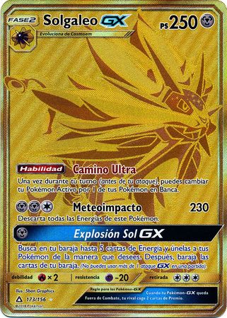 Solgaleo GX PS250 Spanish 173 156 Gold Secret Sun Moon Ultra Prism Other Non English Pokemon Singles Solgaleo GX PS250 Spanish 173 156 Gold Secret Sun Moon Ultra Prism Other Non English Pokemon Singles