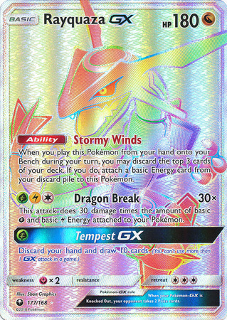 Carta Pokémon Rayquaza GX 177a/168 - Destinos Brilhantes