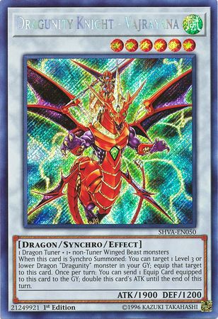 Dragunity Knight Vajrayana SHVA EN050 Secret Rare 1st Edition Dragunity Knight Vajrayana SHVA EN050 Secret Rare 1st Edition