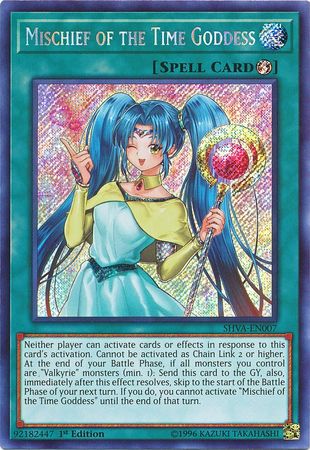 Mischief of the Time Goddess SHVA EN007 Secret Rare 1st Edition Mischief of the Time Goddess SHVA EN007 Secret Rare 1st Edition