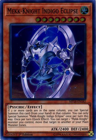 Mekk Knight Indigo Eclipse MP18 EN182 Super Rare 1st Edition Mekk Knight Indigo Eclipse MP18 EN182 Super Rare 1st Edition