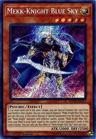 Mekk Knight Blue Sky MP18 EN177 Secret Rare 1st Edition Mekk Knight Blue Sky MP18 EN177 Secret Rare 1st Edition