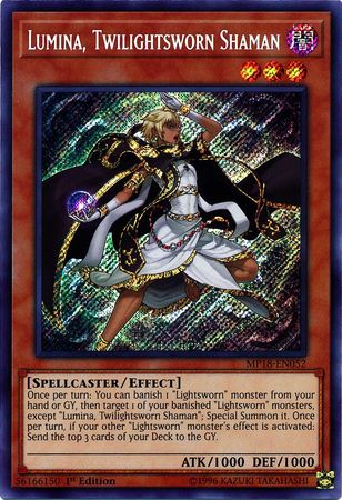 Lumina Twilightsworn Shaman MP18 EN052 Secret Rare 1st Edition 2018 Mega Tins Singles Lumina Twilightsworn Shaman MP18 EN052 Secret Rare 1st Edition 2018 Mega Tins Singles
