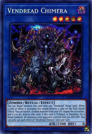 Vendread Chimera MP18 EN158 Secret Rare 1st Edition 2018 Mega Tins Singles Vendread Chimera MP18 EN158 Secret Rare 1st Edition 2018 Mega Tins Singles