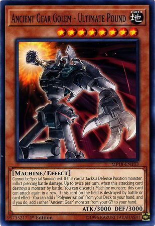 Ancient Gear Golem Ultimate Pound MP18 EN103 Common 1st Edition 2018 Mega Tins Singles Ancient Gear Golem Ultimate Pound MP18 EN103 Common 1st Edition 2018 Mega Tins Singles