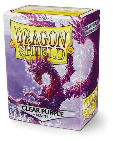 Dragon Shield Clear Purple Matte 100ct Standard Sized Sleeves AT 11029 Sleeves Dragon Shield Clear Purple Matte 100ct Standard Sized Sleeves AT 11029 Sleeves