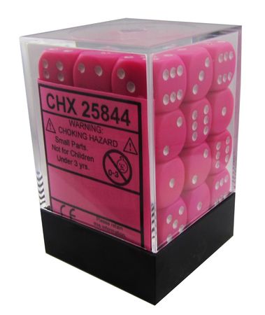 Chessex Opaque Pink w White Set of 36 d6 Dice CHX25844 Dice Life Counters Tokens Chessex Opaque Pink w White Set of 36 d6 Dice CHX25844 Dice Life Counters Tokens