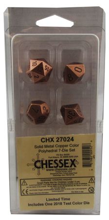 Chessex Poly Copper Metal w White Set of 7 Dice CHX27024 Dice Life Counters Tokens Chessex Poly Copper Metal w White Set of 7 Dice CHX27024 Dice Life Counters Tokens
