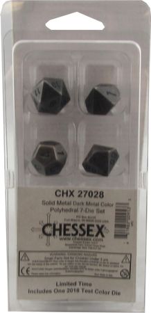 Chessex Poly Dark Metal w White Set of 7 Dice CHX27028 Dice Life Counters Tokens Chessex Poly Dark Metal w White Set of 7 Dice CHX27028 Dice Life Counters Tokens
