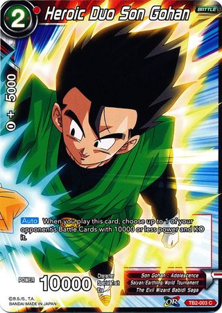 Heroic Duo Son Gohan TB2 003 Common World Martial Arts Tournament Non Foil Singles Heroic Duo Son Gohan TB2 003 Common World Martial Arts Tournament Non Foil Singles