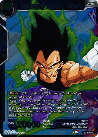 Begrudging Respect Vegeta TB2 025 Foil Uncommon Begrudging Respect Vegeta TB2 025 Foil Uncommon